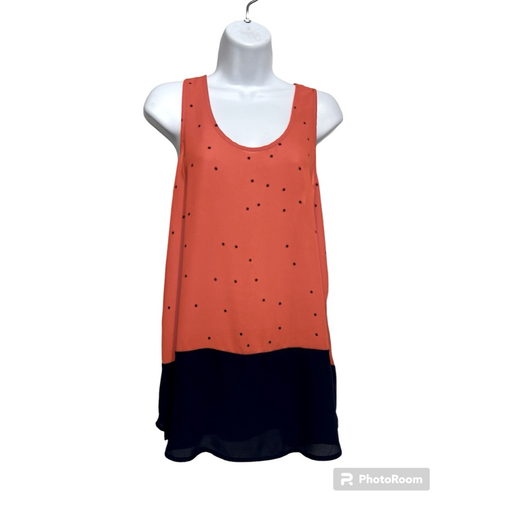 Alice Blue Coral and Black Sleeveless Blouse